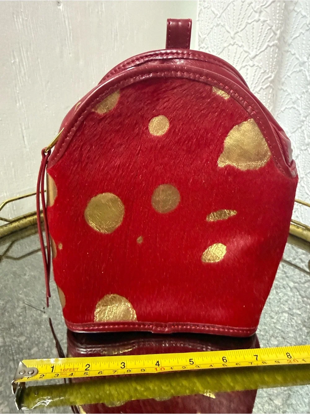 Red and Gold Polka Dot Women's Backpack Purses 👜